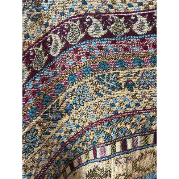 Red Gold Reversible Silk Blend Pashmina Scarf Shawl 67x27” Paisley Mixed Media - Picture 3 of 8